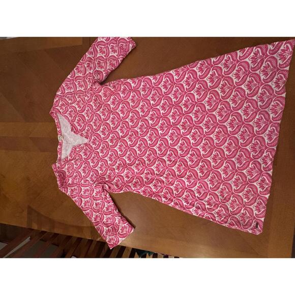 Dresses & Skirts - Pink and White Patterned Casual Dress with 3/4 Sleeves